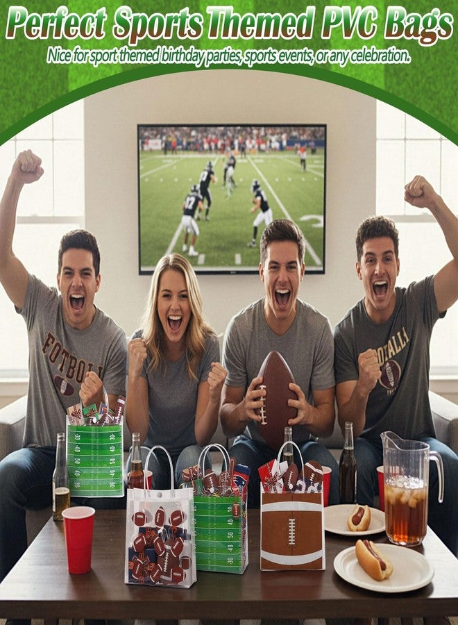 Resholder 30 Pcs Football Clear PVC Gift Bags Bulk 3 Styles Rugby Themed Snack Goodie Bags with Handle for Sport Theme Party Favor, Game Day, Football Birthday Party Supplies, 8 x 8 x 3.15 Inch - Image 3